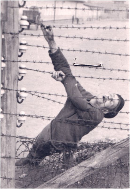 Mauthausen prisoner suicide on electric fence